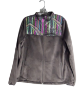 Fila Sport Track Jacket Velour Gray Geometric Long Sleeve Full Zip Women... - $21.77