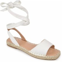 Journee Collection Women Flat Ankle Wrap Sandals Emelie Size US 8.5 White - £19.78 GBP