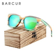 BARCUR Unique Wood Polarized Sunglasses Gradient Bamboo Sun glasses for Men - $45.06