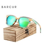 BARCUR Unique Wood Polarized Sunglasses Gradient Bamboo Sun glasses for Men - £35.45 GBP