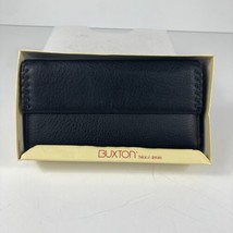 Buxton Black Leather Wallet Clutch Organizer Credit Cards ID Holder Photos NOS - $44.54