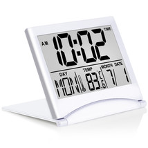 Betus Digital Travel Alarm Clock - Foldable LCD Clock Compact Desk Clock Silver - £7.09 GBP