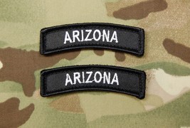 Arizona State Tab Embroidered Patch Set AZ Black/White B&amp;W SWAT Police Hook/Loop - £4.31 GBP