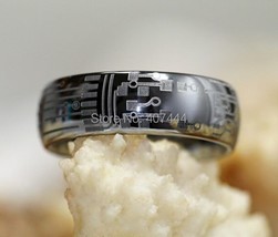 Free Shipping Hot Sales 8mm Silver Dome CIRCUIT BOARD Design Men&#39;s Tungsten Ring - £30.83 GBP