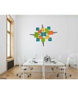 Mid Century Modern Atomic Cosmic Wood Metal Wall Sculpture Square Wall A... - $549.99