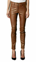 Women&#39;s Brown Slim Fit Trouser Stylish Leather Skinny Waist Push up Jeans - £83.28 GBP
