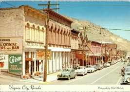 Aerial View Postcard &quot;C&quot; Street Crystal Bar Virginia City Nevada Old Cars - £11.65 GBP