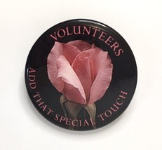 Vintage Volunteers Add That Special Touch ! Pink Rose Pin Button  1.75&quot; - £4.64 GBP