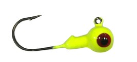 Head Hunter Painted Ball Head Jigheads, Chartreuse/Red Eye, 1/16 Oz., Pack of 25 - £7.19 GBP