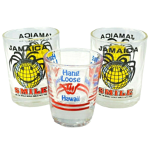 Jamaica Smile Hawaii Hang Loose 3 Vintage Double Shot Glass Bundle Souvenir - £19.20 GBP