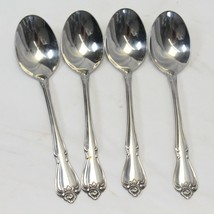 Oneida Arbor Rose True Rose Oval Soup Spoons 6 3/4&quot; Stainless Lot of 4 - £11.36 GBP