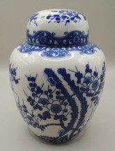 Vintage Japanese &quot;Blossoms&quot; Porcelain Ginger JAR/TEA Jar w/LID | Blue &amp; White - £120.27 GBP