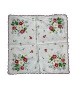 1 Vintage Cocktail Napkin Handkerchief Hankie Square 10.5&quot; x 11&quot; Floral - €20,06 EUR