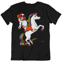 English Bulldog Riding Unicorn Unisex T-Shirt - £22.03 GBP