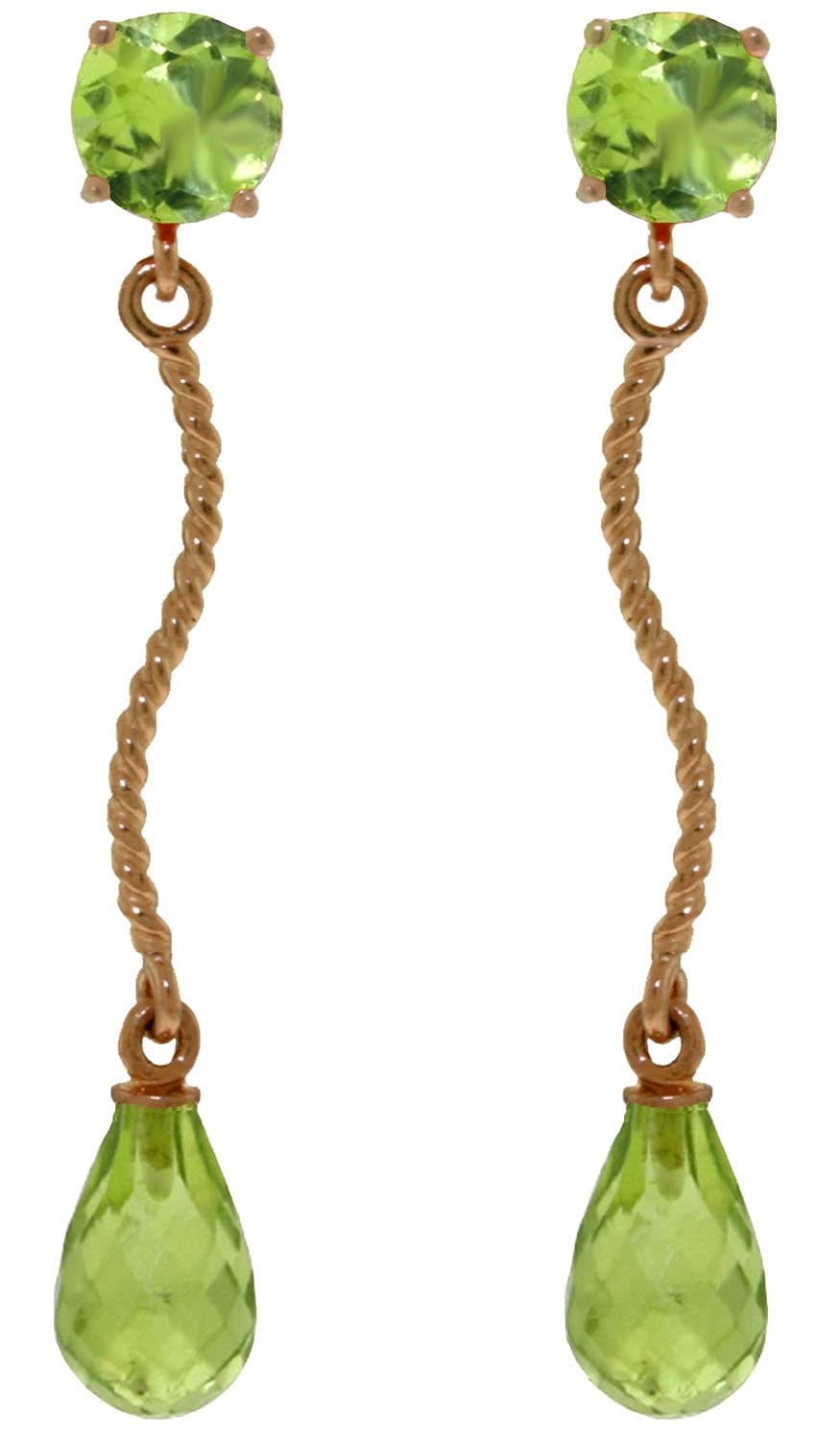Galaxy Gold GG 14k Rose Gold Dangling Earrings with Natural Peridots - $311.84