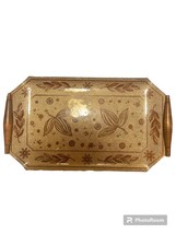 Vintage MCM Gold Leaf Tray With Wooden Handles - £22.16 GBP