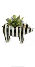 Mckenzie Childs Courtly Stripe Pig NIB planter towel holder GREAT GIFT RARE - £119.47 GBP