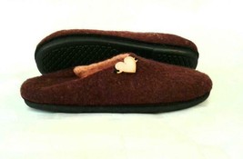 US 10.5 Woman Wool Felt slippers * Handmade house shoes * Brown * Heart - £29.42 GBP
