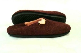 US 10.5 Woman Wool Felt slippers * Handmade house shoes * Brown * Heart - $716.15 MXN