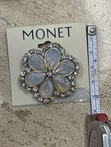 Vintage Monet Sunflower Daisy Flower Faux Rhinestone Brooch Pin Crystal New - £11.96 GBP