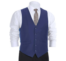 Men Suit Separate Vest V-neck Adjustable Size 5Button 201-20 Royal - £35.39 GBP
