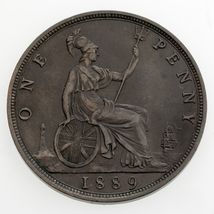 1889 Great Britain Penny in XF Condition Bronze KM #755 - $144.57
