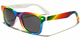 Dweebzilla White Rainbow Striped Print Pride Classic Square Sunglasses - £10.89 GBP