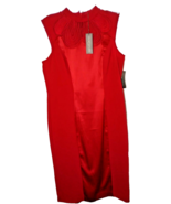 NWT Eva Mendes Red Sleeveless Jacquard Fit Cocktail Dress SZ 12 Valentine&#39;s - £46.08 GBP