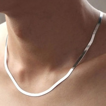 925 Sterling Silver fine 4MM Blade Chain Necklace for Women Men Luxury wedding p - £23.97 GBP