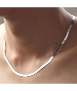 925 Sterling Silver fine 4MM Blade Chain Necklace for Women Men Luxury w... - $559.49 MXN