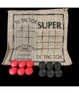 3-in-1 Giant Checkers Tic Tac Toe Game Board Game Set Family Play Woven Cloth - £8.82 GBP