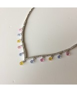 Women&#39;s V Necklace 18k White Gold with Natural Diamonds and Multicolor B... - $3,243.50