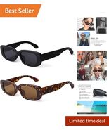 Trendy Retro Rectangle Sunglasses - 2 Pack for Stylish UV Protection on the Go