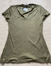 NEW INC International Concepts Women’s Ribbed Tee Shirt Olive Size Large NWT - £19.55 GBP
