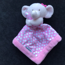 Carter&#39;s Lovey Elephant Pink Polka Dot Security Blanket Plush Soother - £11.73 GBP