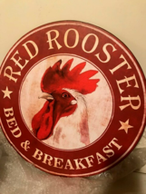 Red Rooster Sign in Distressed Tin image 3