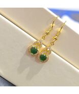 Natural Guatemala Imperial Green Hulu Jadeite Earrings S925 SL052 - $326.77