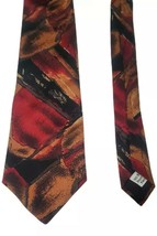 VIAGGIO Abstract Geometric Mens Neck Tie 100% Silk Black Brown Red - £7.45 GBP