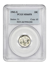 1941-S 10C PCGS MS66FB - $137.50