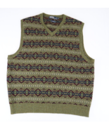 Polo Ralph Lauren Mens V-Neck Sweater Vest Size XL Fair Isle Green Brown... - $80.70