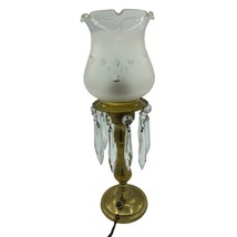 Vintage Solid Brass and Crystal Prism Vanity / Nightstand Lamp - £39.56 GBP