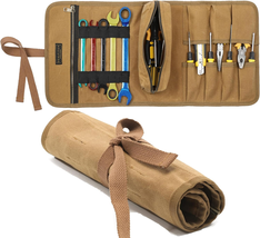 Tool Roll Organizer, Heavy Duty 16OZ Waxed Canvas Tool Bag, Multi-Purpos... - $73.23 CAD