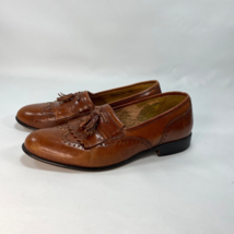 Stacy Adams Cognac Wingtip Oxford Mens Leather Dress Shoes Size 9M Slip-Ons - £19.78 GBP