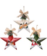 Christmas Ornaments 3D Star Barn Wall Decor Hand Painted 12”( White Red ... - £35.18 GBP
