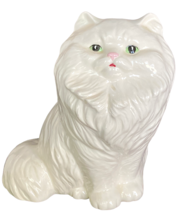Persian Cat Ceramic Statute Figurine White Vintage Large 1970s Home Decor 8 Inch - £64.25 GBP