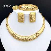 New Italian Gold Plated Jewelry Set of 4 Dubai Fashion Necklace Earrings Ring Br - £55.02 GBP