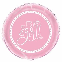 It&#39;s A Girl Pink Foil Mylar 12&quot; Balloon Hearts - £2.56 GBP