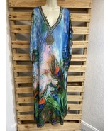 Peacock Feather See Through Mumu Beach Cover Up One Size Fits Most KG - $40.72 CAD