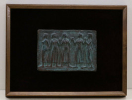 Vintage Signed Y Busshi Asian  Embossed Copper  Relief  Art Wall Plaque 1968 - £34.66 GBP