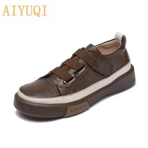 Ladies Sneakers Spring Shoes New Genuine Leather Casual Women Shoes Large Size 4 - £62.39 GBP